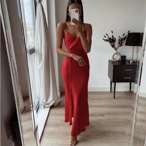 Zara satin slip red Dress